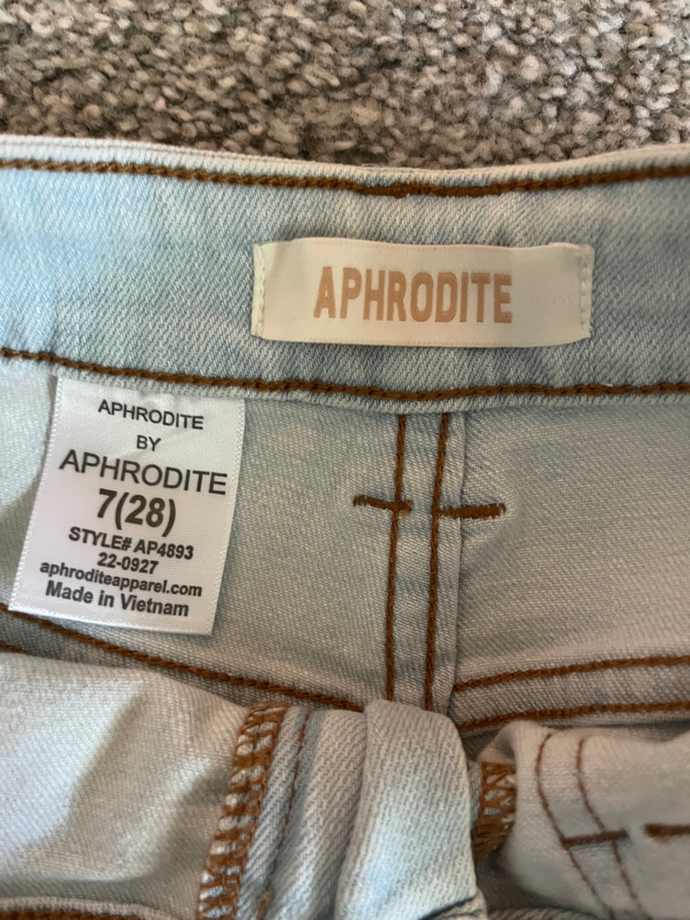Aphrodite Light Blue Denim Jeans with Brown Topstitching